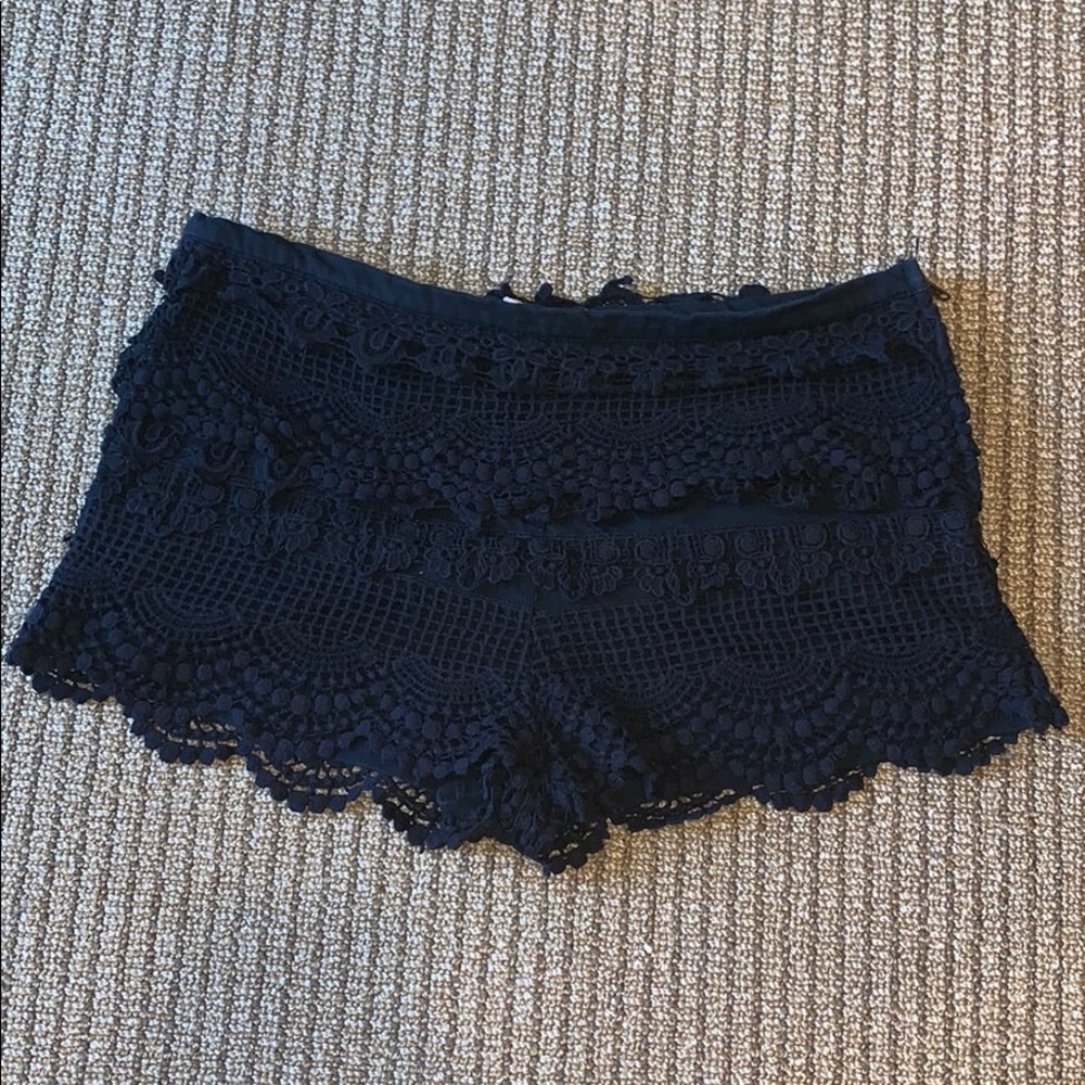 Urban Outfitters Black Mid Rise Lace Shorts